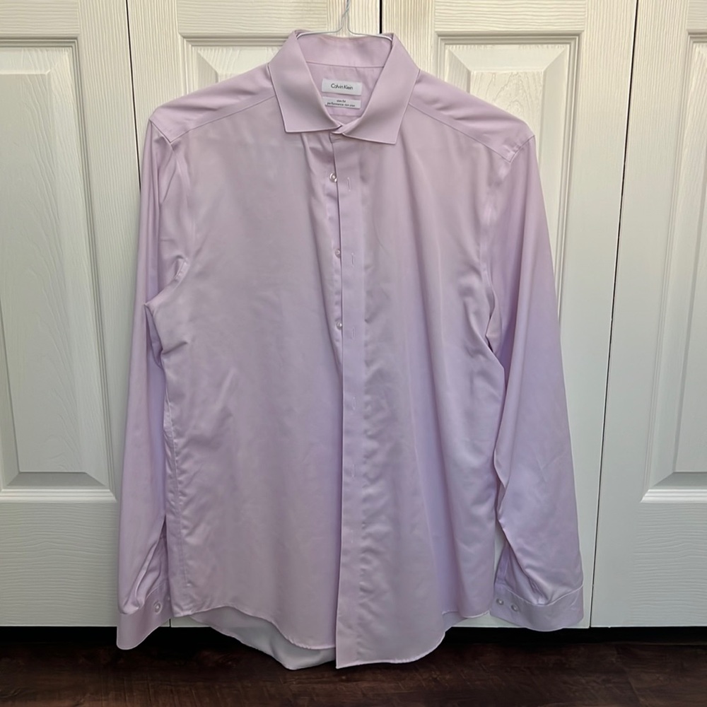 Mens Calvin Klein Slim Fit Performance non-iron Shirt Size 16 34/35